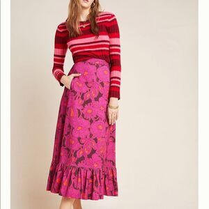 Anthropologie Hope for Flowers Hyacinth Midi Skirt Size 4 NWT